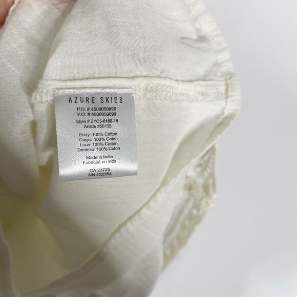 Azure Skies Cream XXS Drop Waist Embroidered Dress Tassel VNeck Short Sleeve - Picture 9 of 11